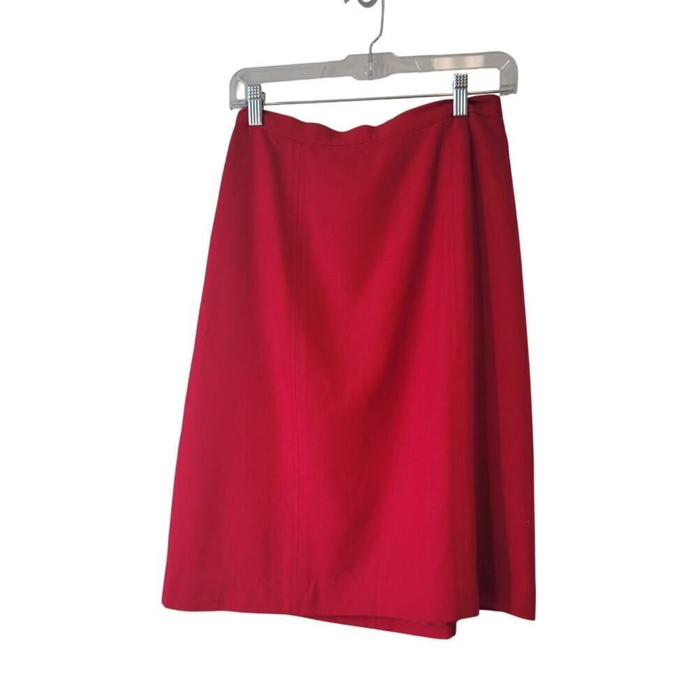 Vintage Cherry Red Raw Silk Pencil Skirt